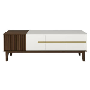 ترابيزة تليفزيون فوريست خشب Forest Classic Wood TV Unit with wooden and white design.