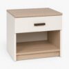 كومود تامارا بتصميم راقي Tamara Luxury Wooden nightstand with a white drawer and light wood top.