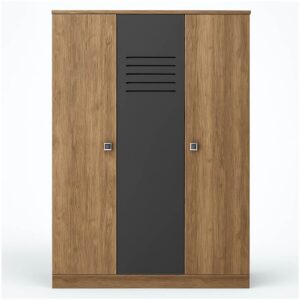 دولاب كلارا مودرن لغرف النوم Clara Elegant Wooden wardrobe with a black door.