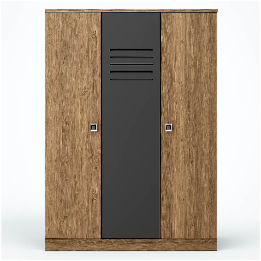 Clara Elegant Wooden wardrobe with a black door.