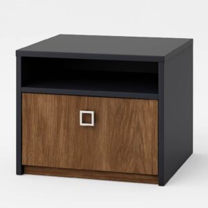 كومود كلارا أنيق لغرف النوم Clara Classic Black and wood nightstand with a square handle