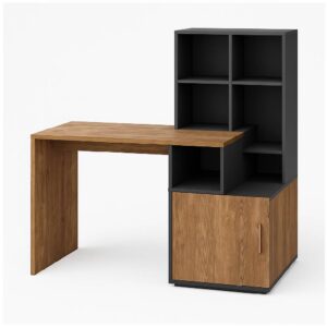 مكتب اطفال كلارا Clara Classic Kids Desk with black bookshelf.