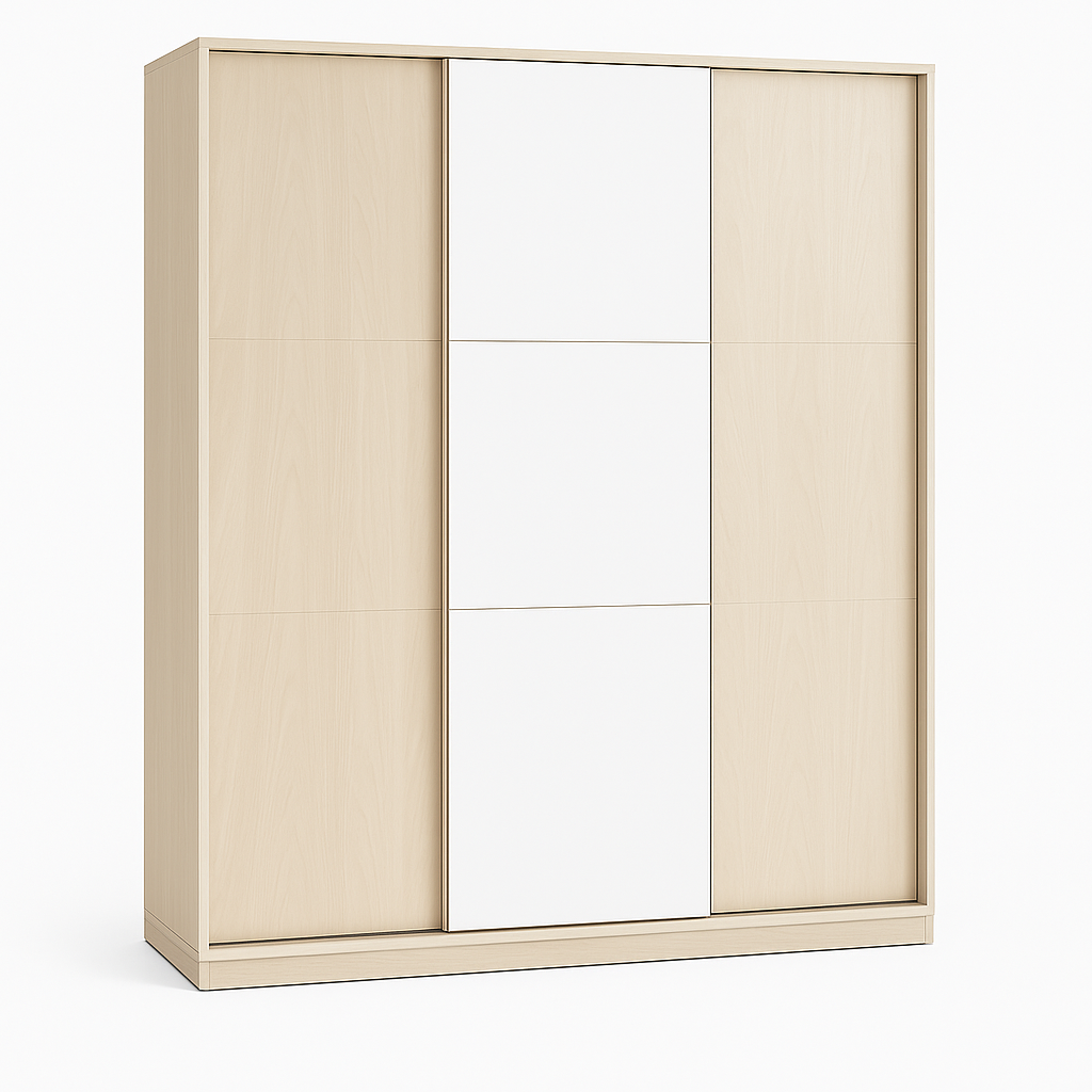 Tember Wood Beige wardrobe with sliding doors.
