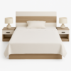 Le Marche Offer "25 Tamara Beige bed with matching nightstands and lamps on a white background