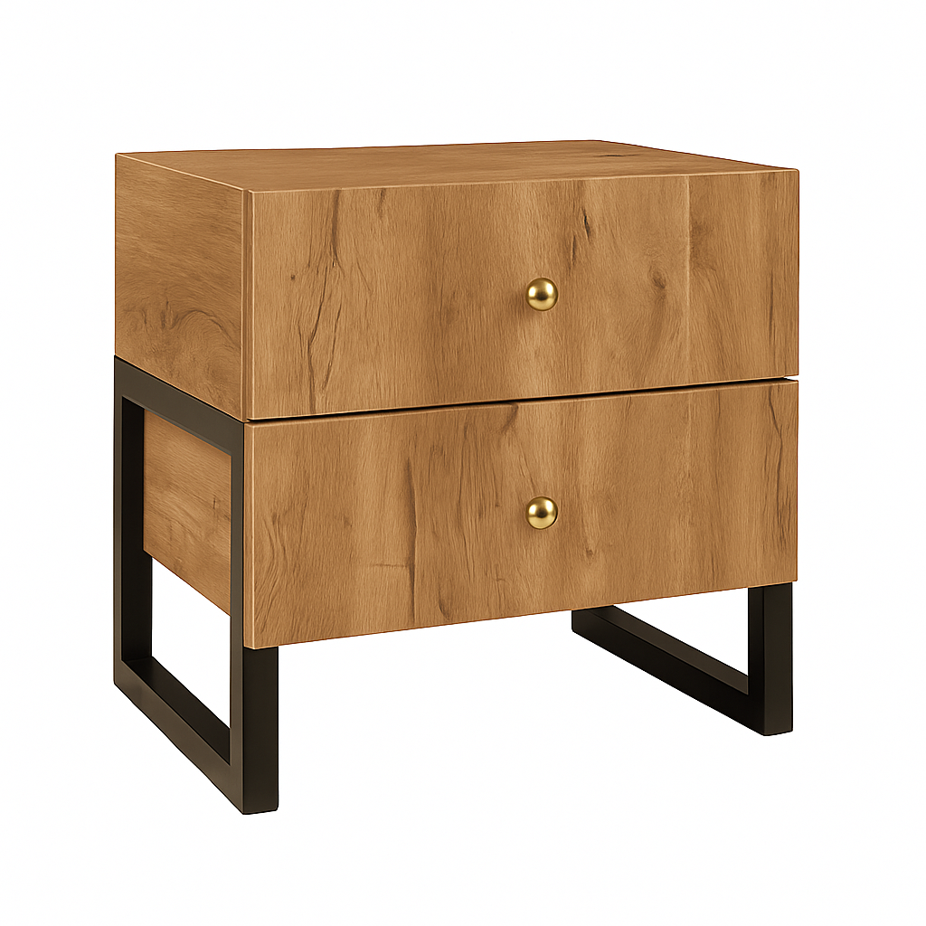 Lego Kids Room Wooden nightstand with two drawers and brass knobs