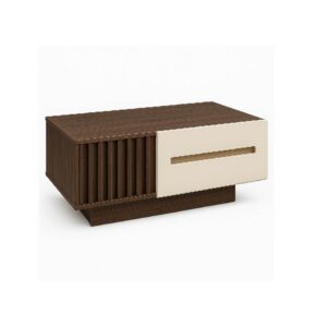 طاولة وسط خشب - فوريست Forest Classic Wood Center Table with a white drawer.