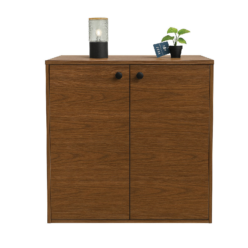 Wooden High-Capacity Shoe Unit & Rack with decorative items.