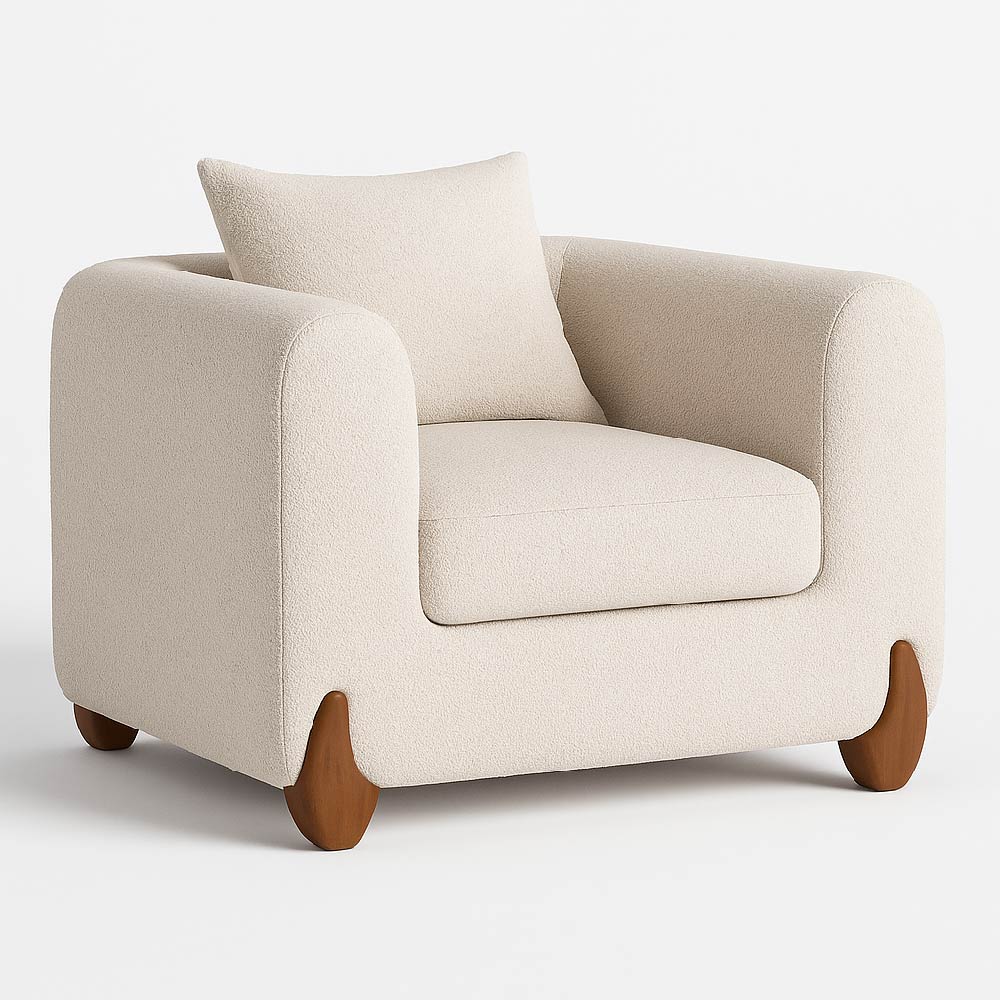 Beige Heaven armchair with wooden legs