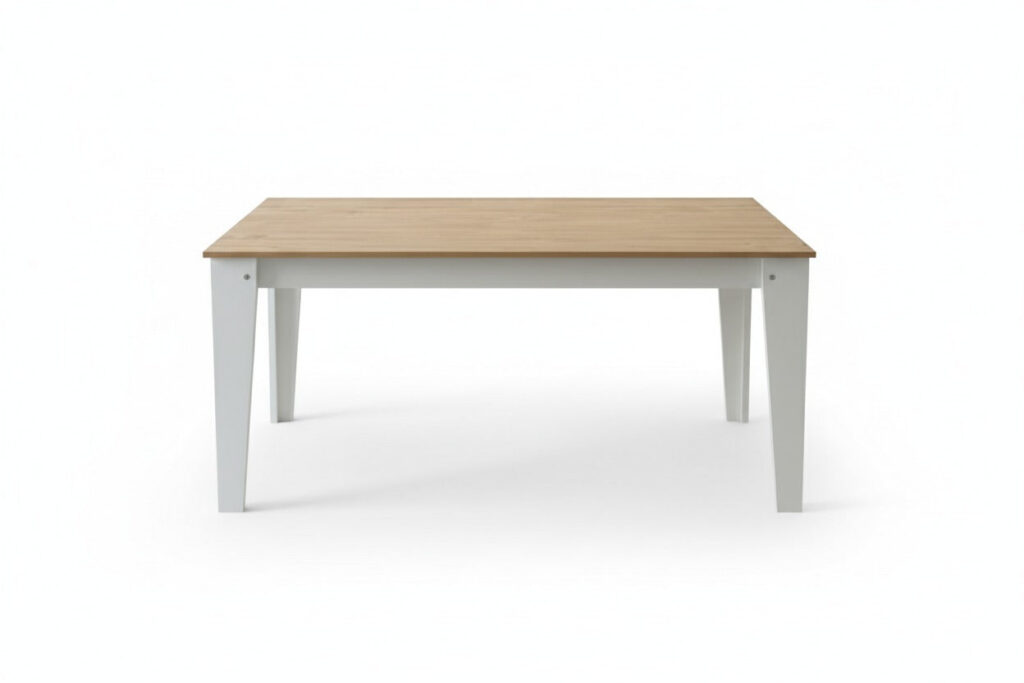 طاولة طعام خشب وايتي Whity White Table with wooden top and white base