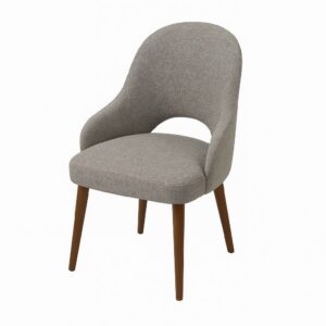 Gray Charm Elegant Upholstered Chair with wooden legs