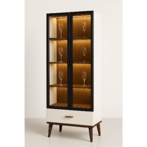 نيش مودرن فوريست Forest Wood Display Unit Cabinet with glass doors and glasses